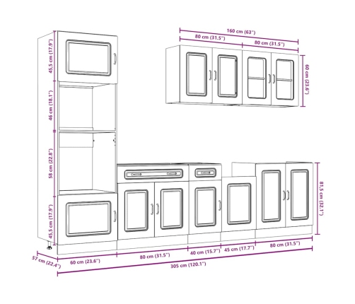 Mueble de cocina Kalmar blanco 7 piezas madera contrachapada