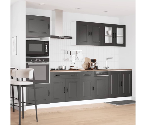 Mueble de cocina Kalmar negra 7 piezas madera contrachapada