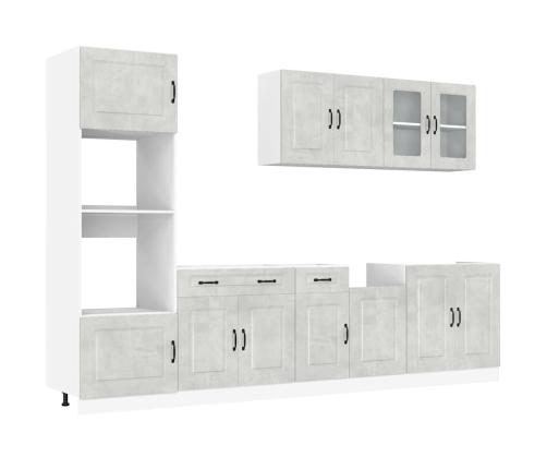 Mueble cocina Kalmar gris hormigón 7 pzas madera contrachapada