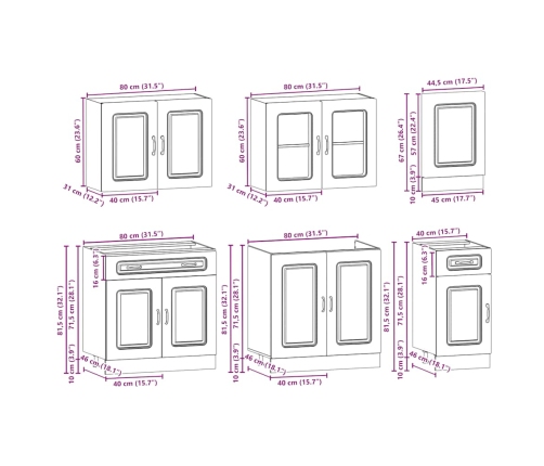 Mueble cocina Kalmar gris hormigón 7 pzas madera contrachapada