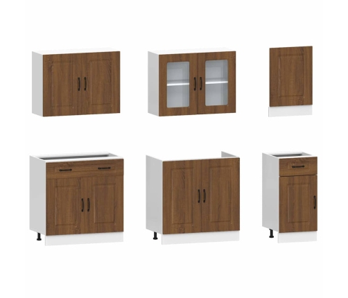 Mueble cocina Kalmar roble marrón 7 pzas madera contrachapada