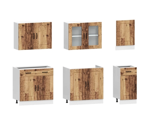 Mueble cocina Kalmar madera vieja 7 pzas madera contrachapada