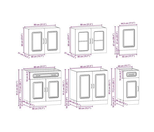 Mueble de cocina Kalmar 7 piezas artesanal roble