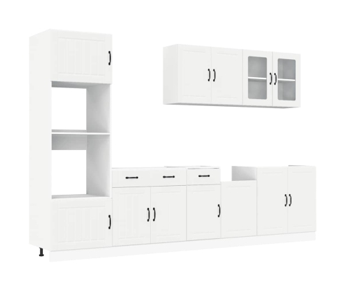 Mueble de cocina Kalmar blanco 7 piezas madera contrachapada