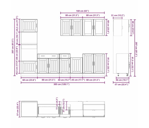 Mueble de cocina Kalmar blanco 7 piezas madera contrachapada