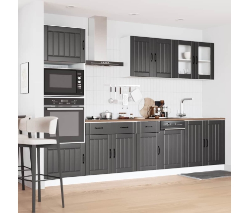 Mueble de cocina Kalmar negra 7 piezas madera contrachapada