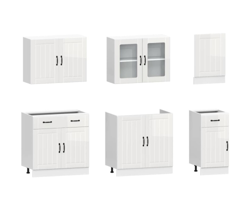 Mueble cocina Kalmar blanco de alto brillo 7 pzas