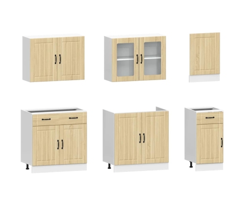 Mueble cocina Kalmar roble sonoma 7 pzas madera contrachapada