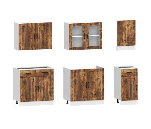 Mueble cocina Kalmar roble ahumado 7 pzas madera contrachapada