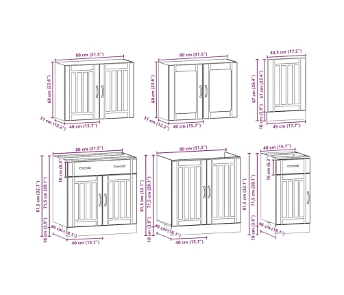 Mueble cocina Kalmar sonoma gris 7 pzas madera contrachapada