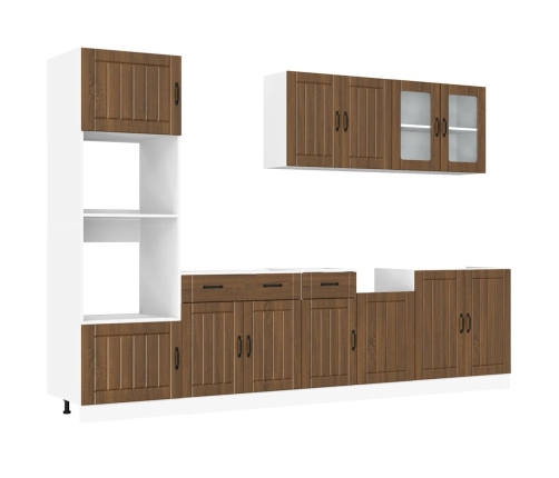 Mueble cocina Kalmar roble marrón 7 pzas madera contrachapada