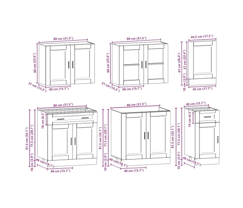 Mueble de cocina Kalmar blanco 7 piezas madera contrachapada