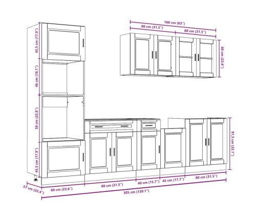 Mueble de cocina Kalmar blanco 7 piezas madera contrachapada