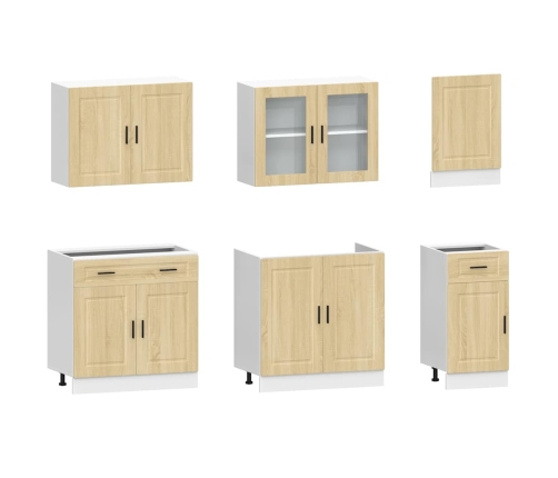 Mueble cocina Kalmar roble sonoma 7 pzas madera contrachapada