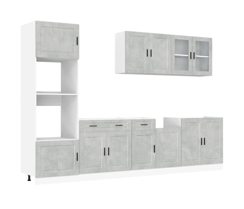 Mueble cocina Kalmar gris hormigón 7 pzas madera contrachapada