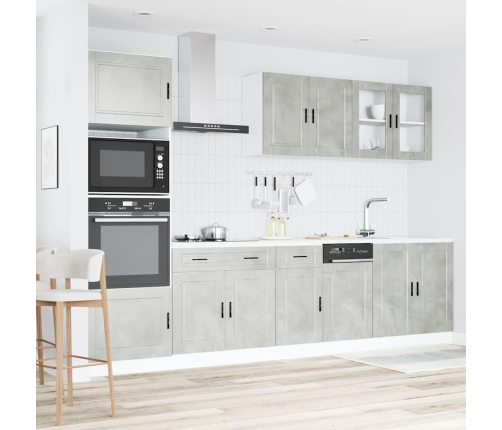 Mueble cocina Kalmar gris hormigón 7 pzas madera contrachapada