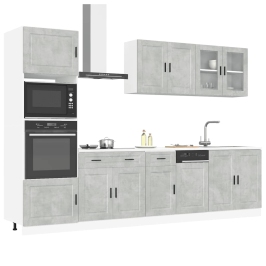 Mueble cocina Kalmar gris hormigón 7 pzas madera contrachapada