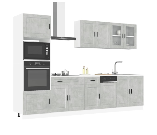 Mueble cocina Kalmar gris hormigón 7 pzas madera contrachapada