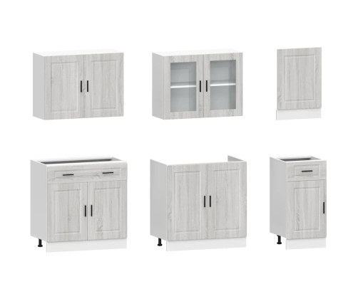 Mueble cocina Kalmar sonoma gris 7 pzas madera contrachapada