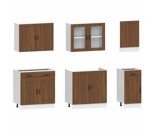 Mueble cocina Kalmar roble marrón 7 pzas madera contrachapada