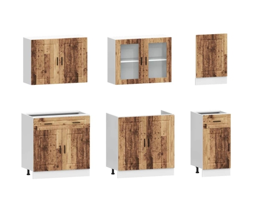 Mueble cocina Kalmar madera vieja 7 pzas madera contrachapada