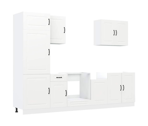 Mueble de cocina Kalmar blanco 7 piezas madera contrachapada