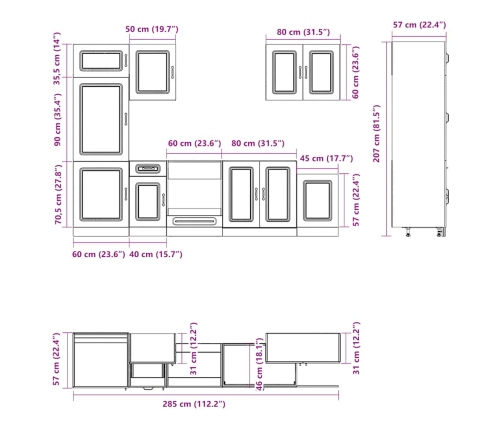 Mueble de cocina Kalmar blanco 7 piezas madera contrachapada