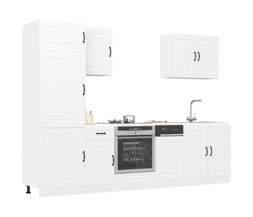 Mueble de cocina Kalmar blanco 7 piezas madera contrachapada