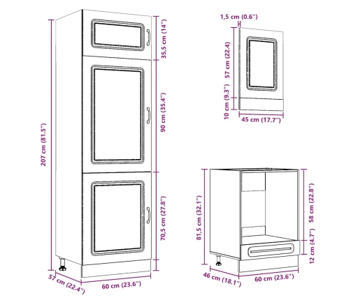 Mueble de cocina Kalmar negra 7 piezas madera contrachapada