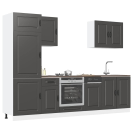 Mueble de cocina Kalmar negra 7 piezas madera contrachapada