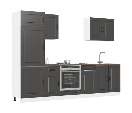 Mueble de cocina Kalmar negra 7 piezas madera contrachapada