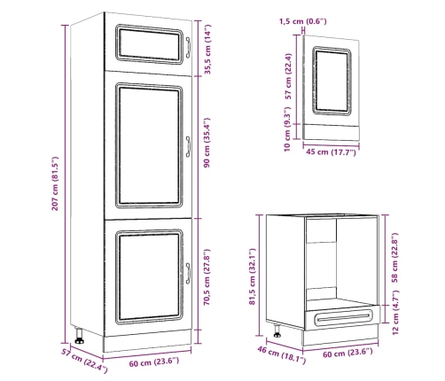 Mueble cocina Kalmar roble sonoma 7 pzas madera contrachapada