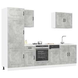 Mueble cocina Kalmar gris hormigón 7 pzas madera contrachapada