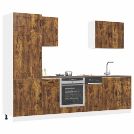 Mueble cocina Kalmar roble ahumado 7 pzas madera contrachapada