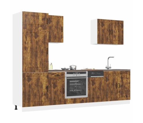 Mueble cocina Kalmar roble ahumado 7 pzas madera contrachapada