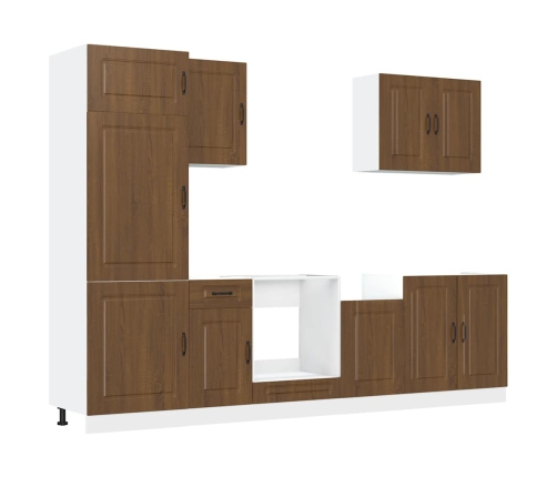 Mueble cocina Kalmar roble marrón 7 pzas madera contrachapada