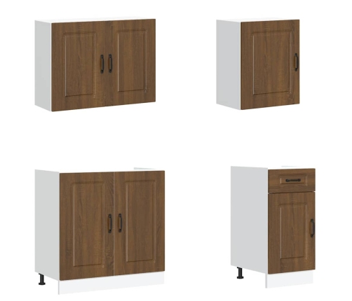 Mueble cocina Kalmar roble marrón 7 pzas madera contrachapada