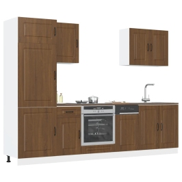 Mueble cocina Kalmar roble marrón 7 pzas madera contrachapada