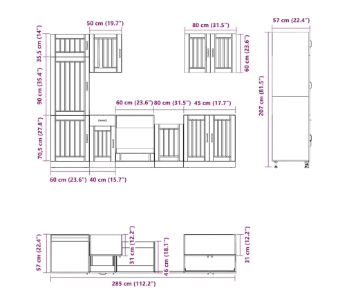 Mueble de cocina Kalmar blanco 7 piezas madera contrachapada