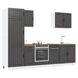 Mueble de cocina Kalmar negra 7 piezas madera contrachapada