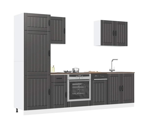 Mueble de cocina Kalmar negra 7 piezas madera contrachapada