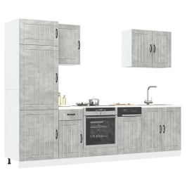 Mueble cocina Kalmar gris hormigón 7 pzas madera contrachapada