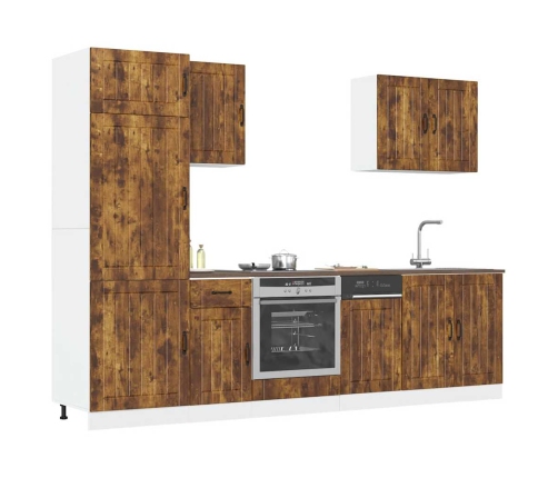 Mueble cocina Kalmar roble ahumado 7 pzas madera contrachapada