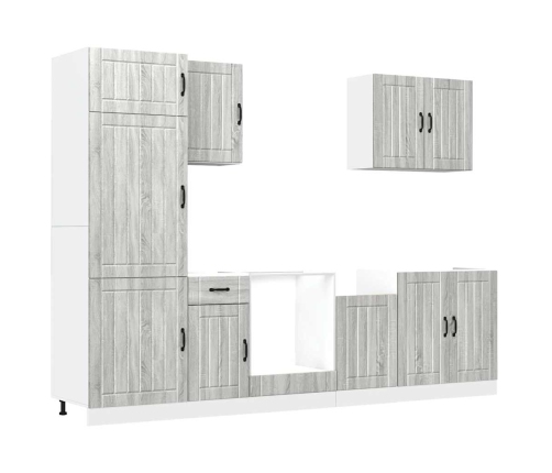 Mueble cocina Kalmar sonoma gris 7 pzas madera contrachapada