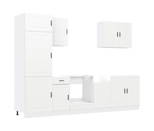 Mueble de cocina Kalmar blanco 7 piezas madera contrachapada