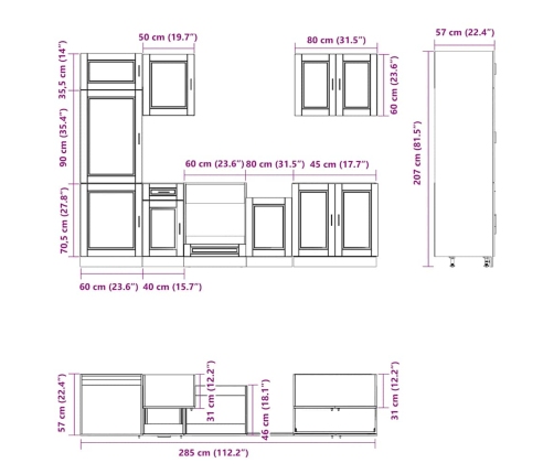 Mueble de cocina Kalmar blanco 7 piezas madera contrachapada