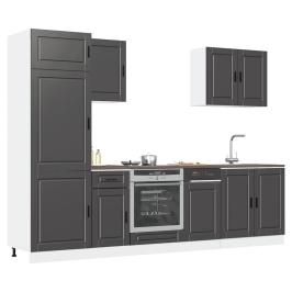 Mueble de cocina Kalmar negra 7 piezas madera contrachapada