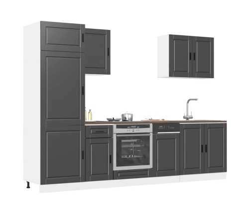 Mueble de cocina Kalmar negra 7 piezas madera contrachapada