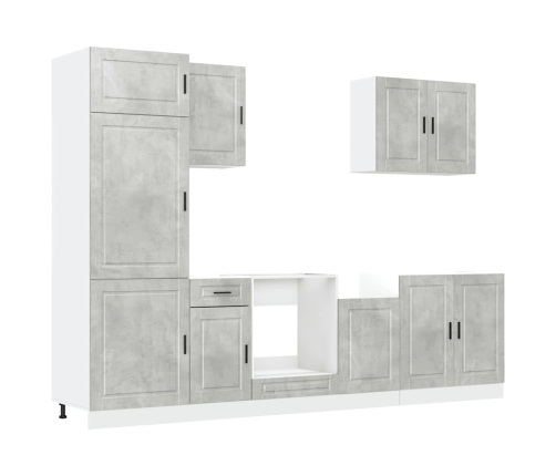 Mueble cocina Kalmar gris hormigón 7 pzas madera contrachapada