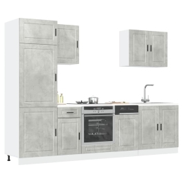 Mueble cocina Kalmar gris hormigón 7 pzas madera contrachapada